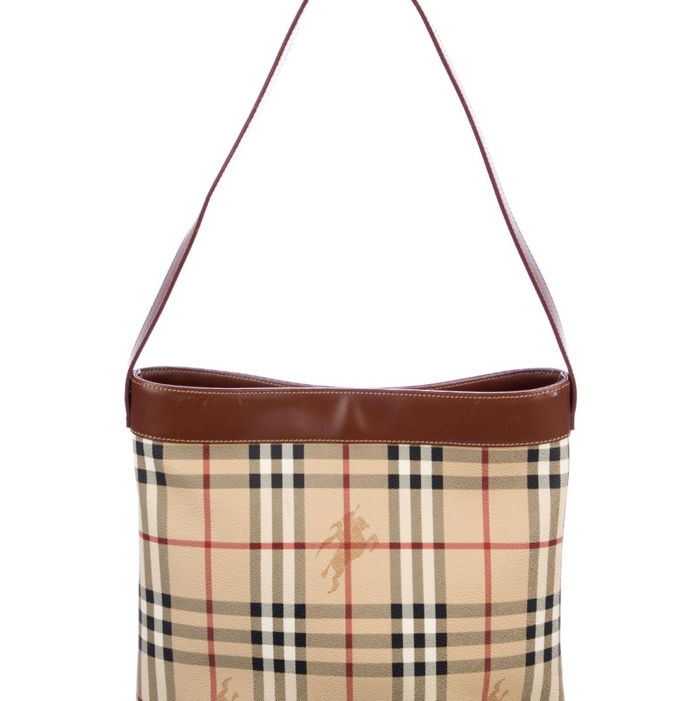 Burberry London leather trimmed Haymarket hobo - Picture 3 of 8
